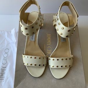 Authentic Jimmy Choo white leather sandals